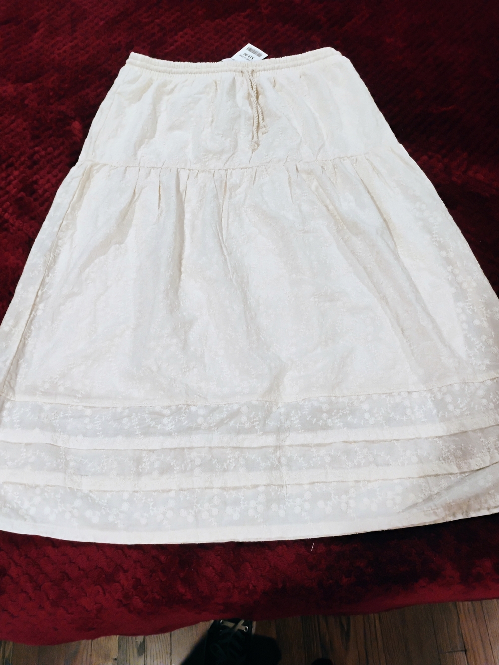 iris Soft Cream Tiered A-Line Skirt